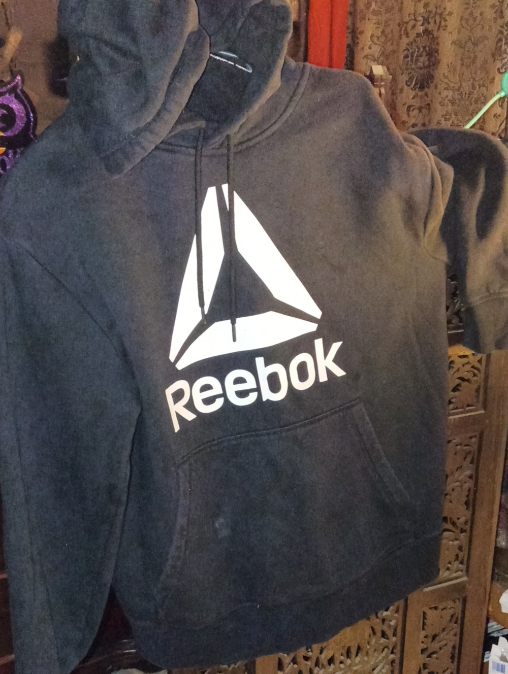 Reebok Black Crewneck Hoodie with White Logo